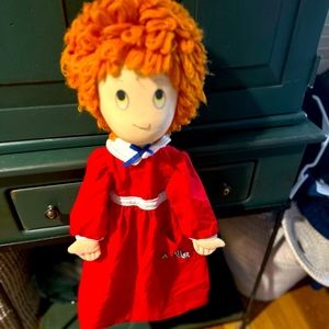 Vintage 1982 Applause Little Orphan Annie Doll Hanging Storage Zip Bag HTF